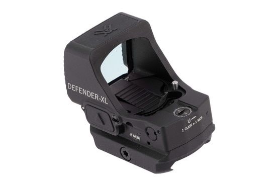 Vortex Optics Defender-XL Red Dot Sight has a top mounted battery compartment
